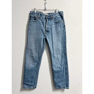 Everlane Denim Jeans Sz 26 Relaxed Straight Fit Jeans High Rise Button Mom Blue